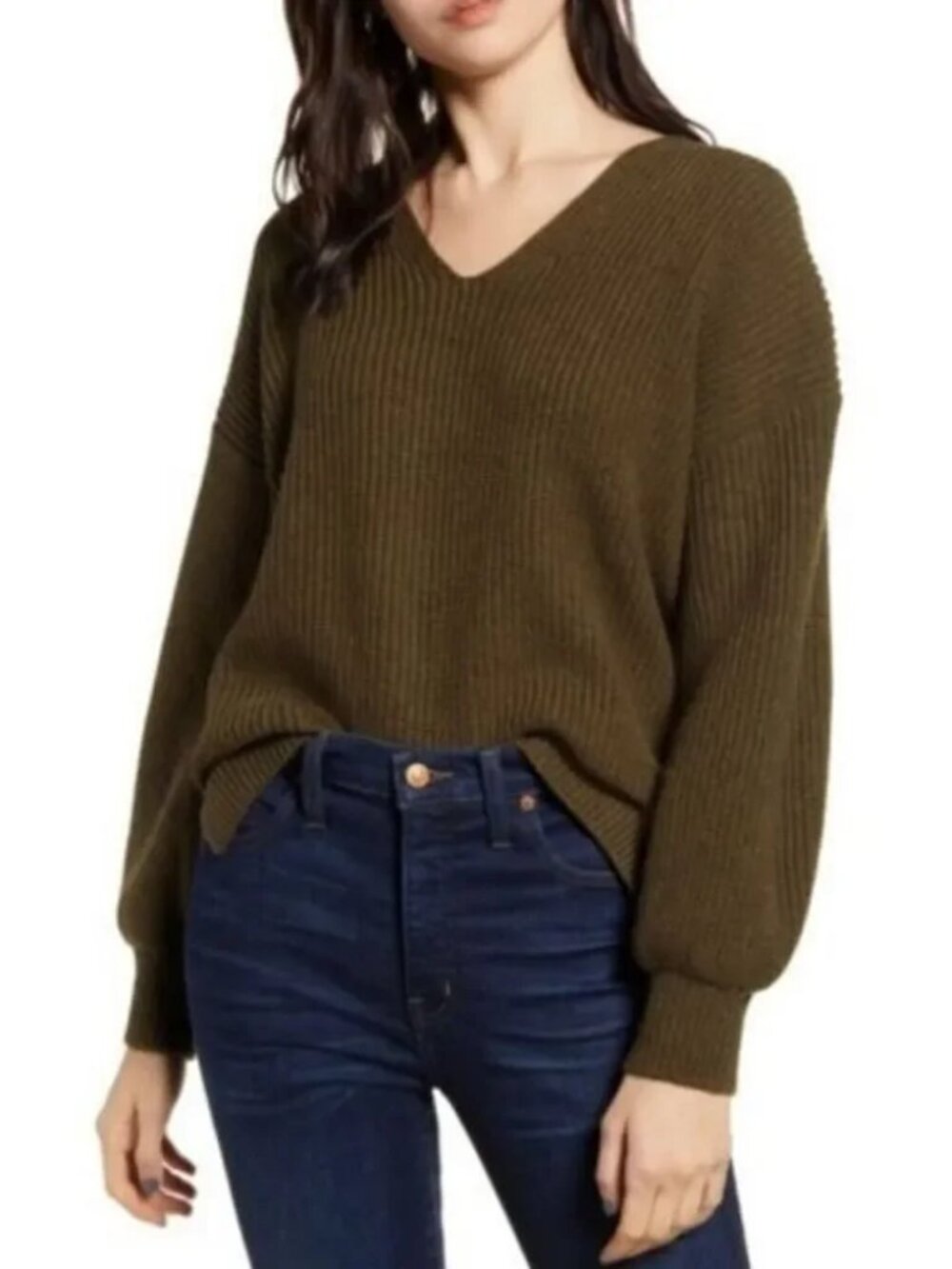 NWT MADEWELL Thornton Balloon Sleeve Wool Sweater L